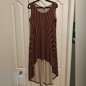Striped Sleeveless High-Low Dress Majora XL